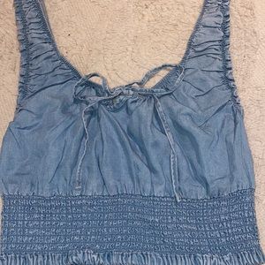Love tree crop chambray tank